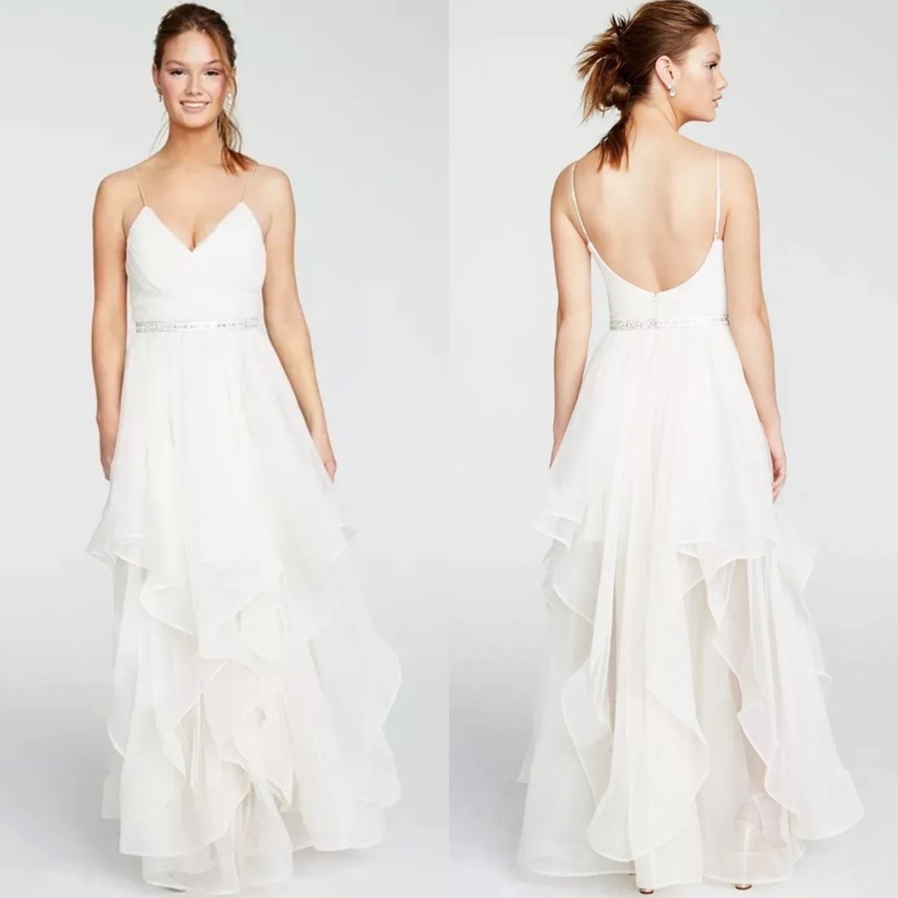 Sequin Hearts Juniors' Rhinestone-Belted Gown White Size 5
